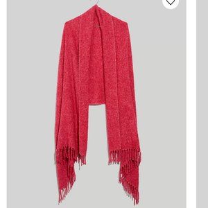 New Madewell Fringed Nubby Scarf Hibiscus